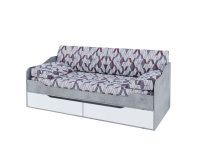 (Без фотопечати) ГРЕЙ Кровать-диван с ящиками 0,9*2,0 (Цемент светлый/Белый)