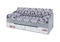 ГРЕЙ Кровать-диван с ящиками 0,9*2,0 (Цемент светлый/Белый)